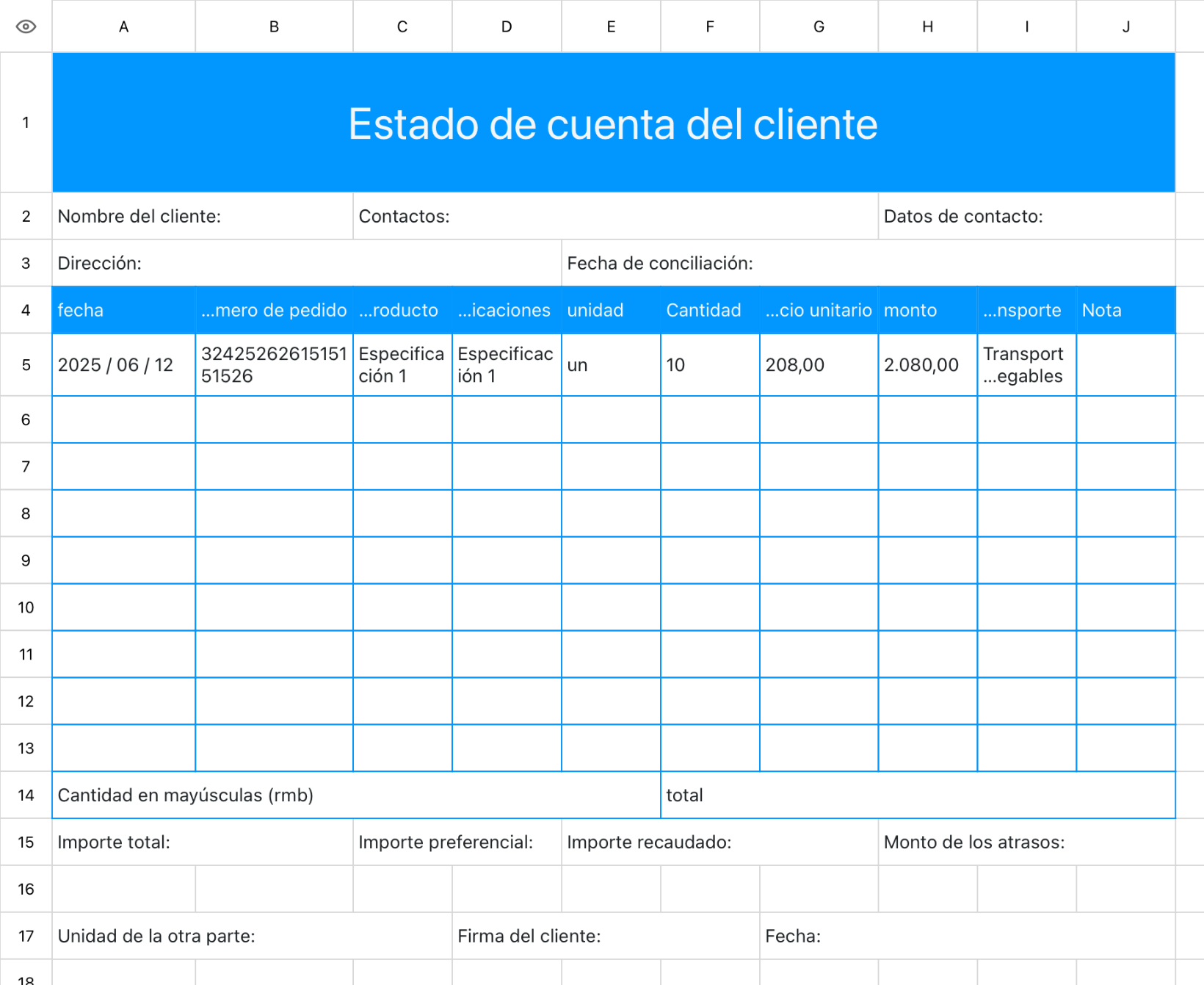 Estado de cuenta del cliente 11